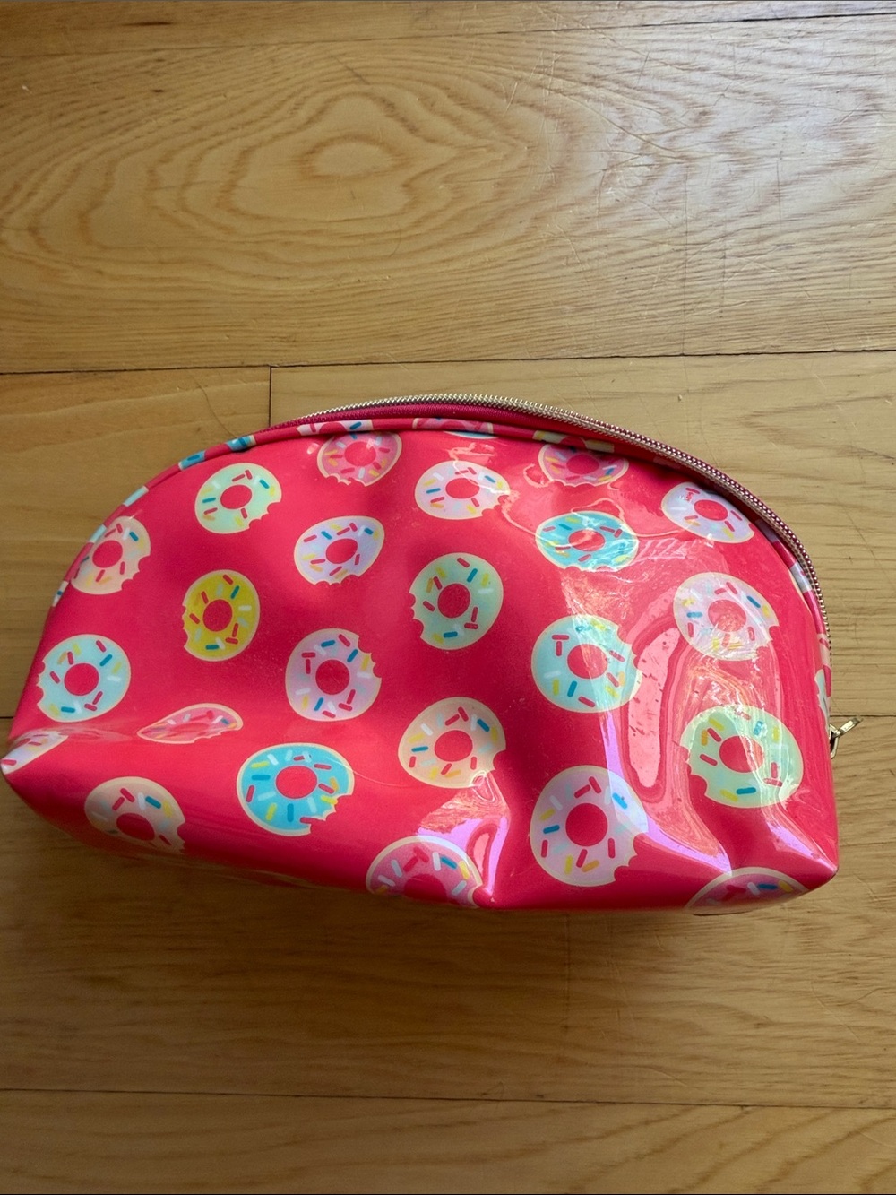 Donut Print Dabney Lee Pink Vinyl Cosmetic Pouch
